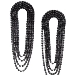StyleCast Silver-Plated Rhinestone Studded Chain Contemporary Drop Earrings image 4