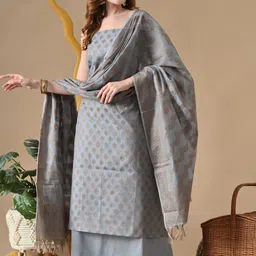 THE WEAVERS SHOP BY RAAVI Chanderi Unstitched Dress Material-picture-52