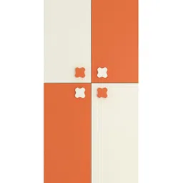 Adona Flora 2 Door Premium MDF Wardrobe With Floral Handles - Ivory Orange-image-12