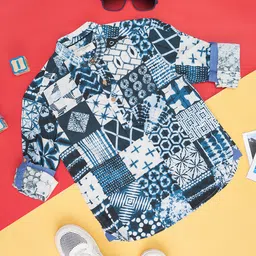 Pantaloons Junior Full Sleeves Abstract Printed Shirt - Blue-picture-26