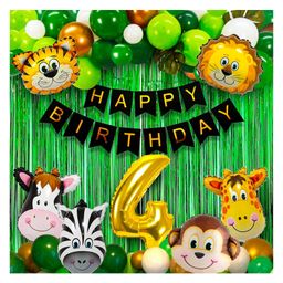 Bubble Trouble 4th Birthday Decoration Items For Boys Jungle Theme- 52Pcs Fourth Birthday Decoration - 4th Birthday Party Decorations,Birthday Decorations kit for Boys 4th birthday-picture-1