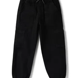 Tales & Stories Cotton Woven Solid Joggers Style Trouser - Black-picture-25