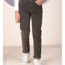CRIMSOUNE CLUB Cotton Woven Solid Trousers - Green-picture-16