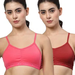 LILY Women Pack Of 2 Solid Full Coverage Heavily Padded Non Wired T-shirt Bra stropsyliad image 3