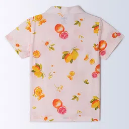 Milou Cotton Half Sleeves Fruits & Floral Printed Bio Washed Shirt - Ivory White image 3
