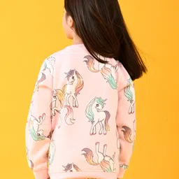 Anthrilo Fleece Full Sleeves Unicorn Star Printed Sweatshirt - Pink image 3