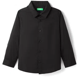 UCB 100% Cotton Woven Full Sleeves Solid Colour Shirt - Black image 2
