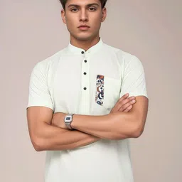 Anouk Rustic Standard Textured Band Collar Shirt-picture-42