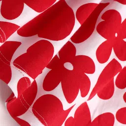 Doodle Poodle Cotton Full Sleeves  Frock Floral Print - Red image 3