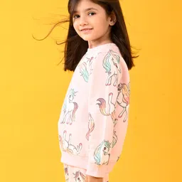 Anthrilo Fleece Full Sleeves Unicorn Star Printed Sweatshirt - Pink image 4