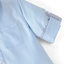 Pine Kids Cotton Woven Full Sleeves Solid Colour Shirt - Blue image 4