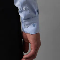 Louis Philippe Permapress Blue Cotton Regular Fit Shirt image 5