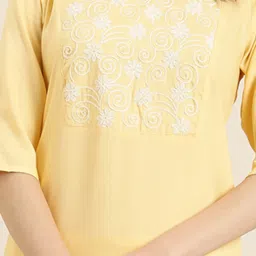 showoffff SHOWOFF Yellow Cotton Regular Fit Kurta image 5