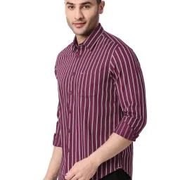 Basics Maroon Slim Fit Striped Shirt image 3