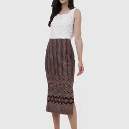 Fabindia Brown Cotton Printed Pencil Skirt image 5