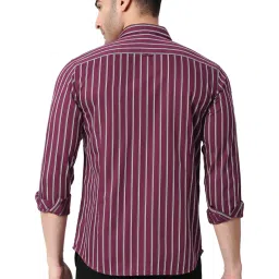 Basics Maroon Slim Fit Striped Shirt image 2