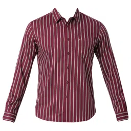 Basics Maroon Slim Fit Striped Shirt image 4