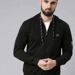 Force NXT Black Cotton Regular fit Solid Hooded Sweatshirt-picture-14
