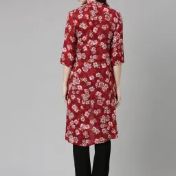 showoffff SHOWOFF Maroon Floral Print Shrug image 5