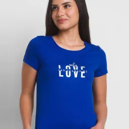 Spykar Blue Regular Fit Printed T-Shirt image 1