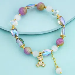 Kushal's Fashion Jewellery Women Gold-Plated Zircon Studded & Beaded Elasticated Bracelet-picture-35