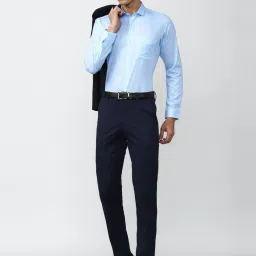 Peter England Blue Cotton Slim Fit Printed Shirt image 5