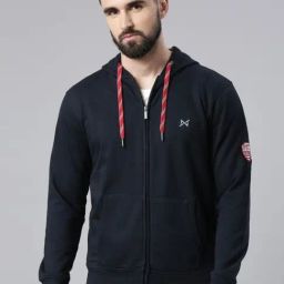 Force NXT Navy Cotton Regular fit Solid Hooded Sweatshirt-picture-29