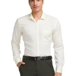 Park Avenue Yellow Slim Fit Checks Shirt image 1