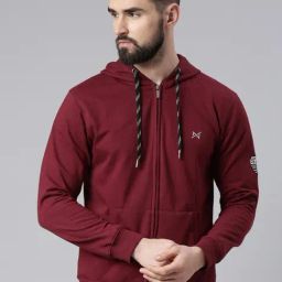 Force NXT Red Cotton Regular fit Solid Hooded Sweatshirt-picture-3