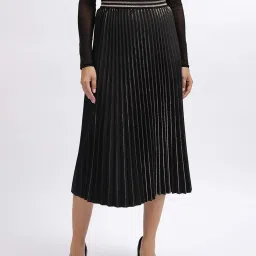 Centrestage Black Pleated A-Line Skirt image 1