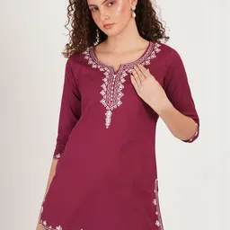 Missethic Ethnic Motifs Embroidered Thread Work Pure Cotton Thread Work Kurti-picture-11