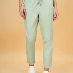Honey by Pantaloons Frosty Green Cotton Pants image 1