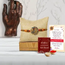 eCraftIndia Assorted Gold Rakhi with Showpiece-picture-37