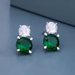 kushal's fashion jewellery Kushal's 92.5 Silver Green Rhodium Polished Earrings for Women-picture-37