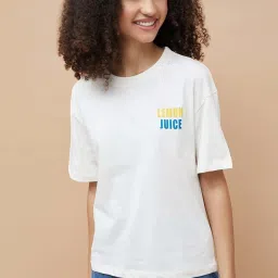 Fame Forever By Lifestyle White Cotton Regular Fit Printed T-Shirt image 1