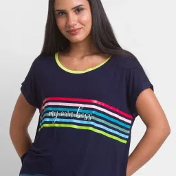 Spykar Blue Printed T-Shirt image 1