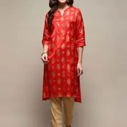 Biba Red A-Line Printed Kurta image 1