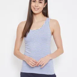 Clovia Blue & White Striped Tank Top-picture-30