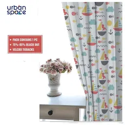 Urban Space Multicolor Polyester Door Curtain With Tieback & Eyelet image 5