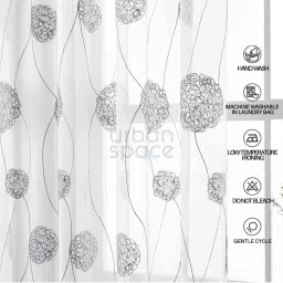 Urban Space Grey Polyester Door Curtain With Tieback & Eyelet - Set of 2 image 5