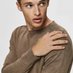 Selected Homme Teak Cotton Regular Fit Self Pattern Sweatshirt image 3