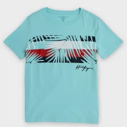 Tommy Hilfiger Kids Blue Cotton Regular Fit Printed T-Shirt image 1