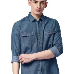 The Souled Store Blue Cotton Regular Fit Denim Shirt-picture-35
