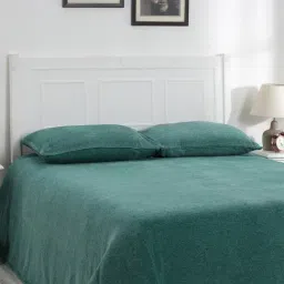 Maspar Colorart Charlotte Solid Green 110 TC Cotton Blend Queen Bed Cover-picture-22