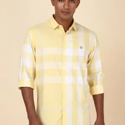 Allen Solly Yellow Slim Fit Checks Shirt image 1