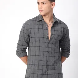 VASTRADO Core Fashion Black Regular Fit Checks Shirt image 1