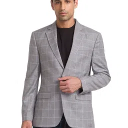 Park Avenue Grey Regular Fit Checks Blazers image 1