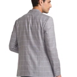 Park Avenue Grey Regular Fit Checks Blazers image 2