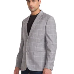 Park Avenue Grey Regular Fit Checks Blazers image 3
