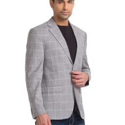 Park Avenue Grey Regular Fit Checks Blazers image 4